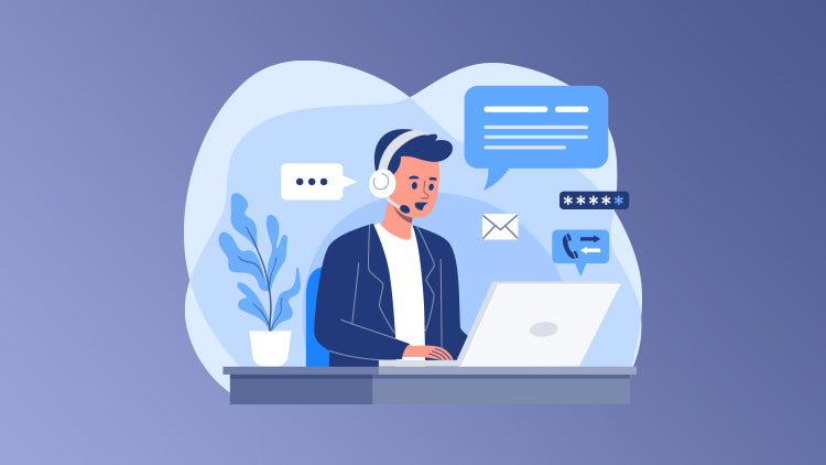 Customer service executive providing online support through chat, email, and phone communication
